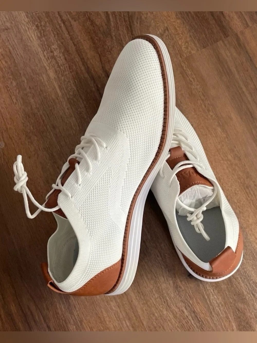 Men’s White Knit Oxford Sneakers | Lightweight Casual Lace-Up Shoes